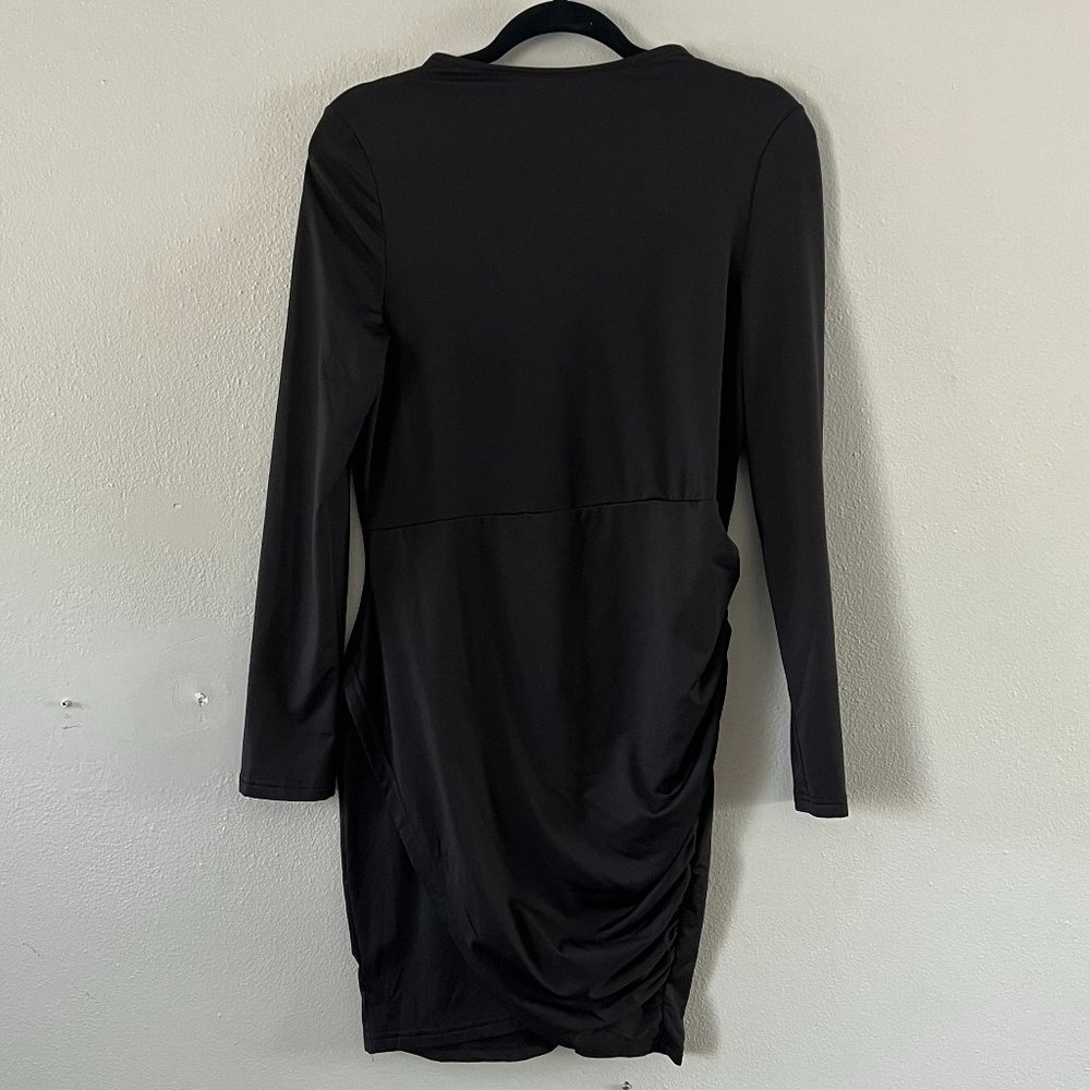 Long Sleeve Elegant Sexy Bodycon Ruched Mini Cocktail Dress | Size XL